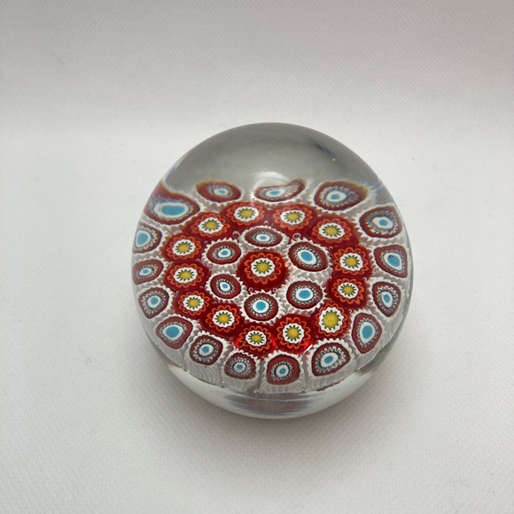 Quality Millefiori Glass Paper Weight, Heavy Glass, Murano Style Polished Base - Picture 2 of 7